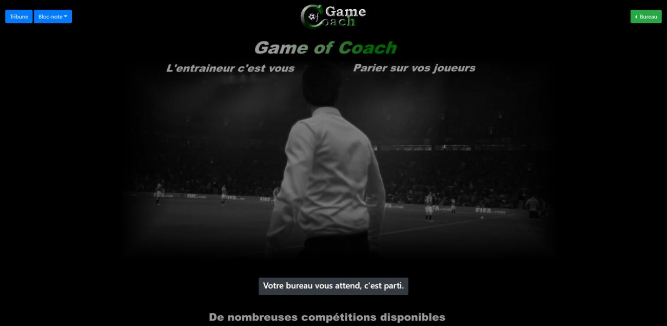 Visitez Game Of Coach. Parier sur vos joueurs.